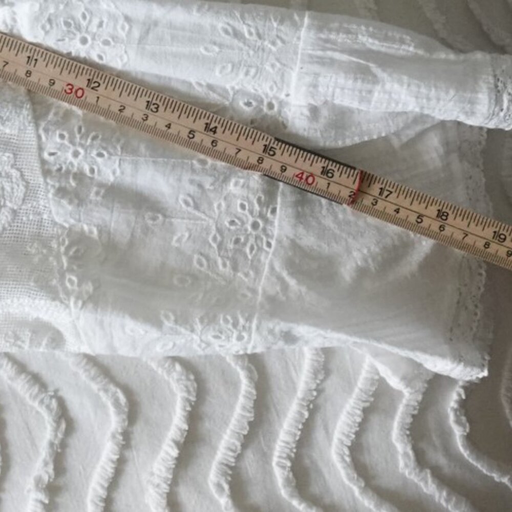 ZARA Broderie Anglaise and Lace XS White Top Embroidered 100% Cotton blouse - Picture 13 of 15